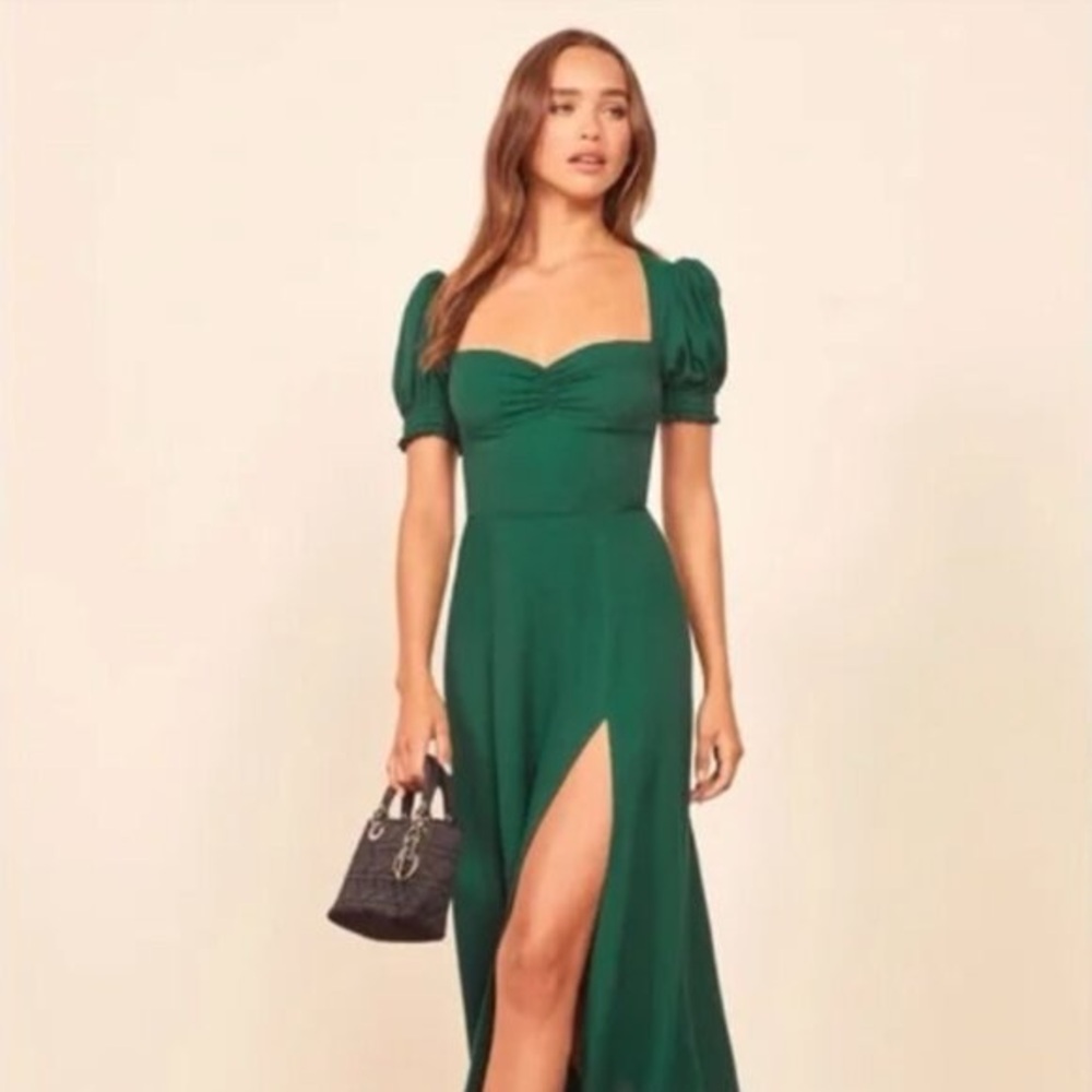 Reformation Lacey midi dress green size 2